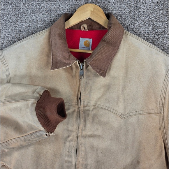 Carhartt Other - Vintage 90s Carhartt J13 Santa Fe Tan Brown Jacket Red Quilt Lined Mens Large